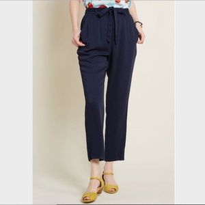 ModCloth Back in a Sash Navy Blue Tie Pants